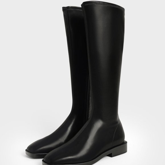 Charles & Keith Knee High Flat Boots - Black - Picture 3 of 6